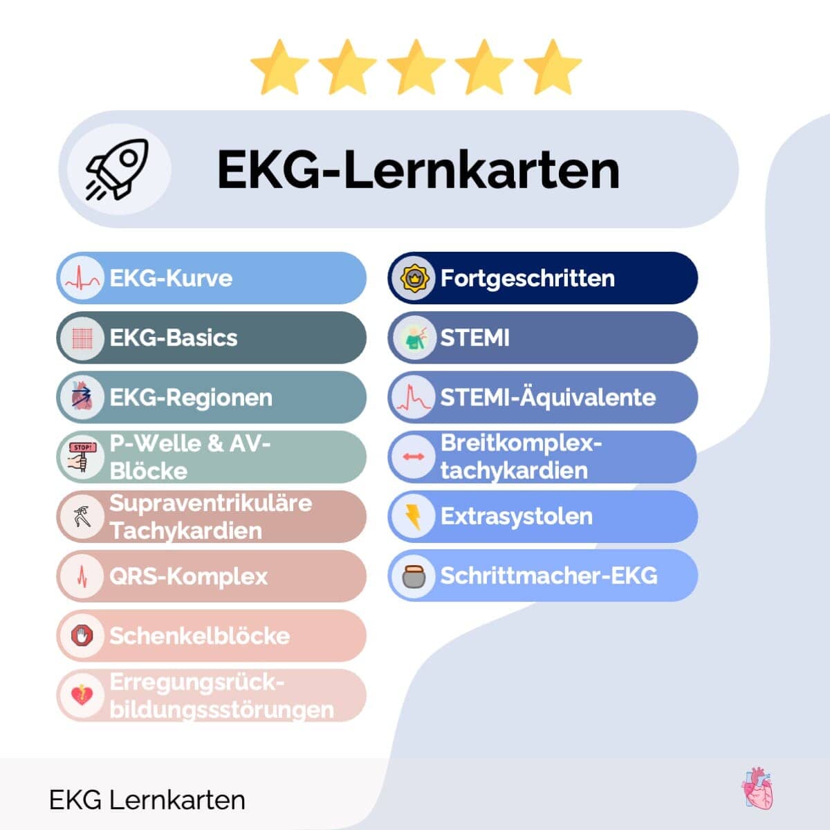 EKG-Lernkarten Übersichten Medi Know