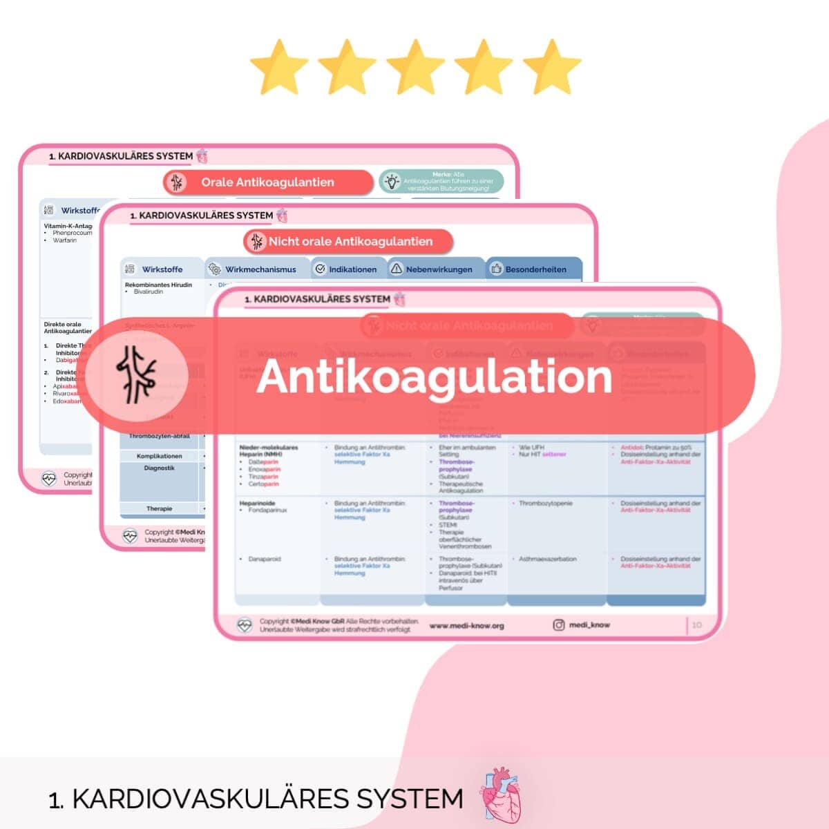 Kardiovaskuläres System – Pharma-Lernkarten Übersichten Medi Know 